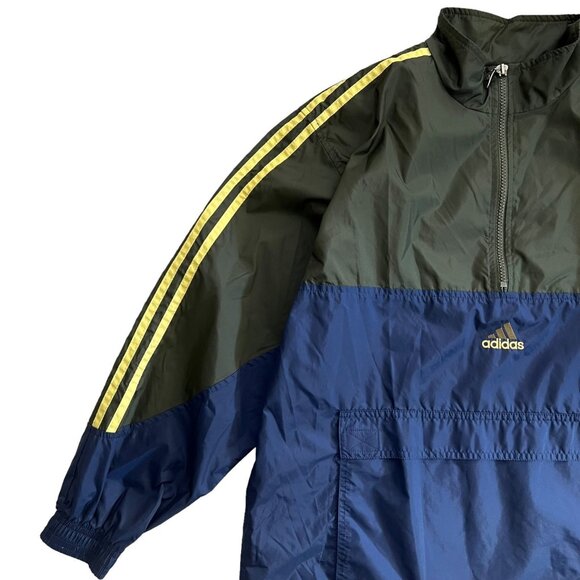 Vintage Adidas Mens 1/4 Zip Windbreaker Green Navy Large‎ Gorpcore Streetwear - Picture 7 of 15